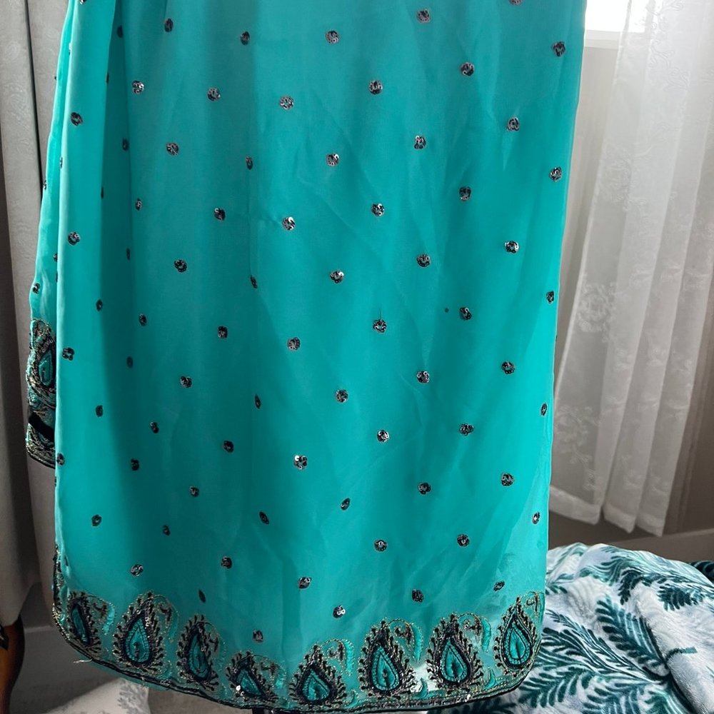 Turqouise Choli Sari
